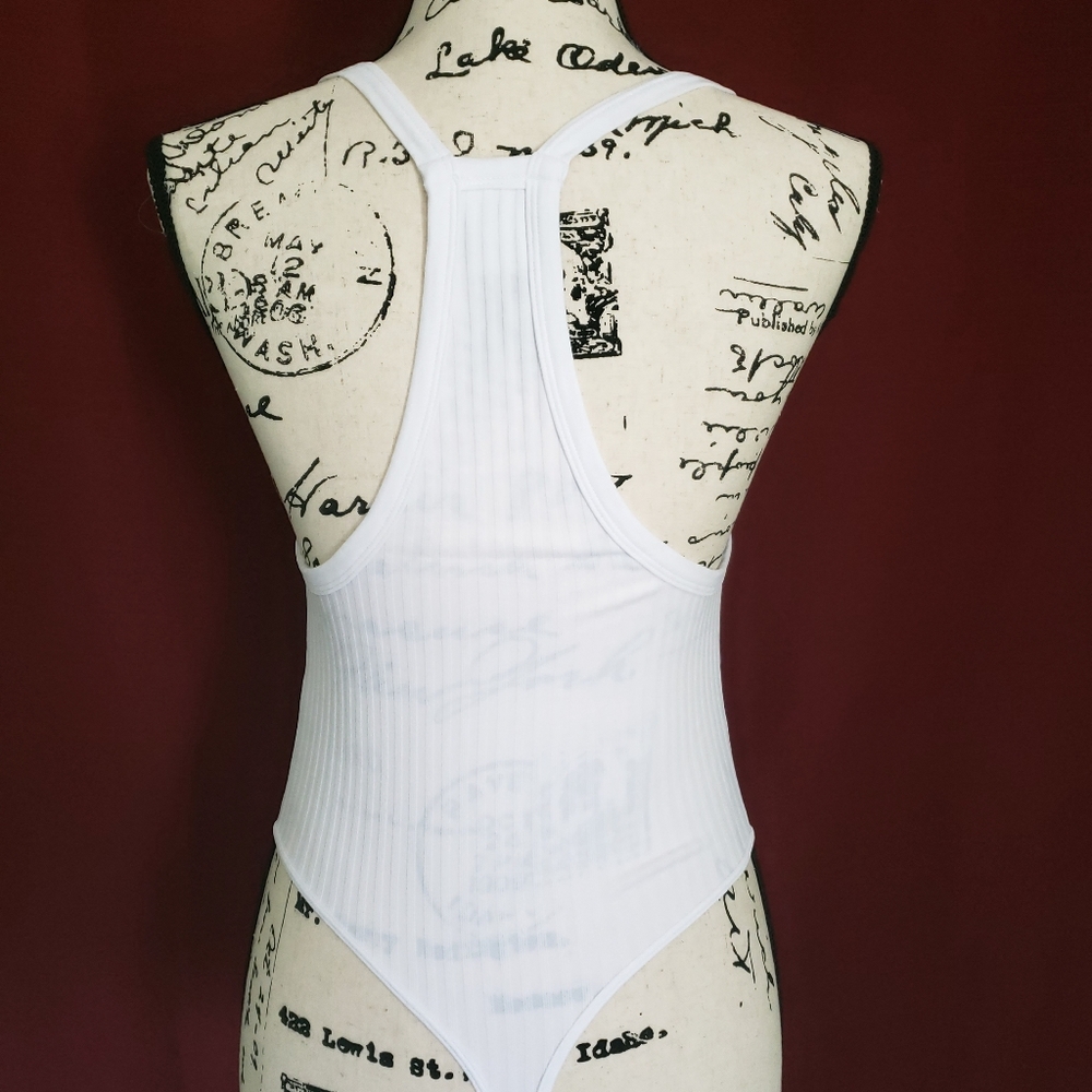 White Ribbed Bodysuit - Picture 2 of 2
